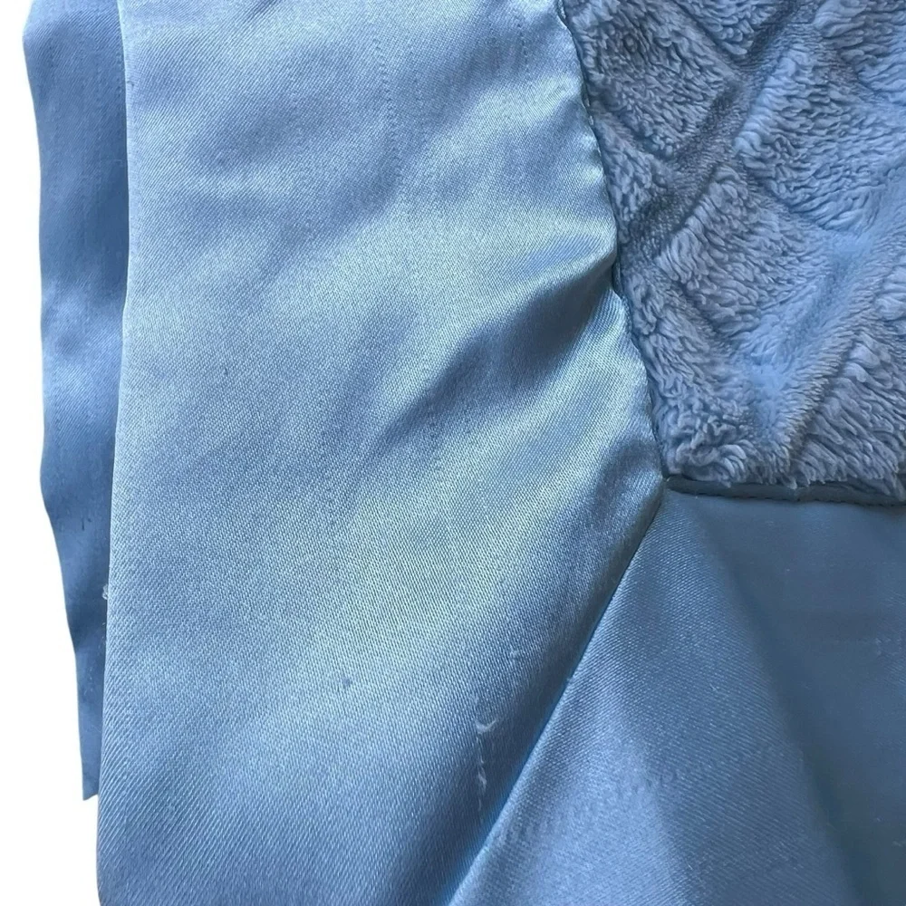 My Blankee Plush Minky Satin Trim Security Baby Blanket Blue 30.5 x 34 GUC